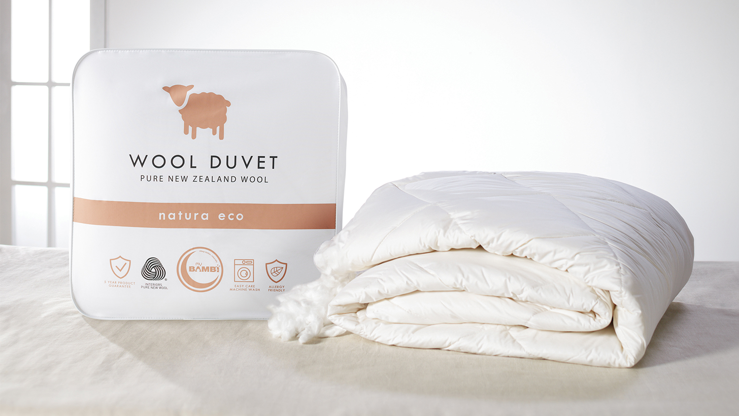Natura Eco NZ Wool 350gsm Duvet Inner by Bambi